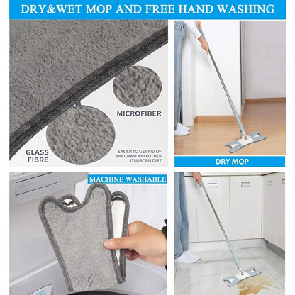 Balai Plat Microfibre 40 cm à Tige Rétractable