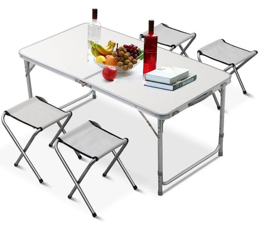 Table de camping pliante, 4 tabourets