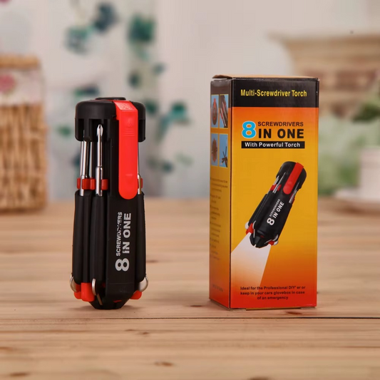 Tournevis 8-en-1 avec Lampe Torche LED