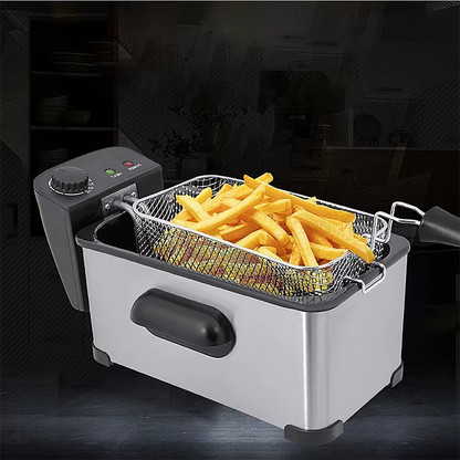 Hoffmans Friteuse électrique 3,0 L – 4 anneaux anti-brûlure