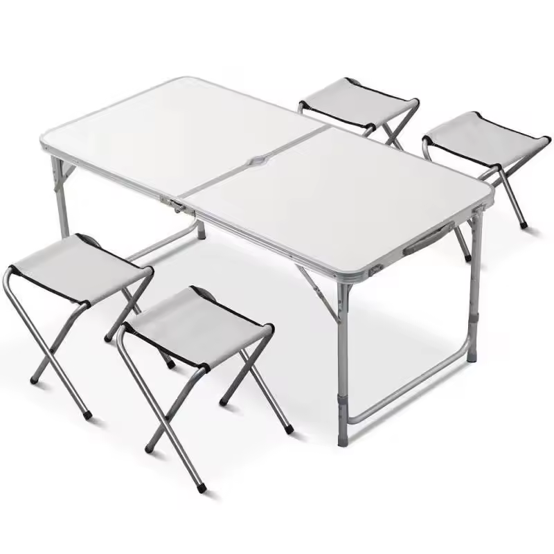Table de camping pliante, 4 tabourets