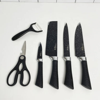 Ensemble de Couteaux en Marbre Noir Antiadhésif