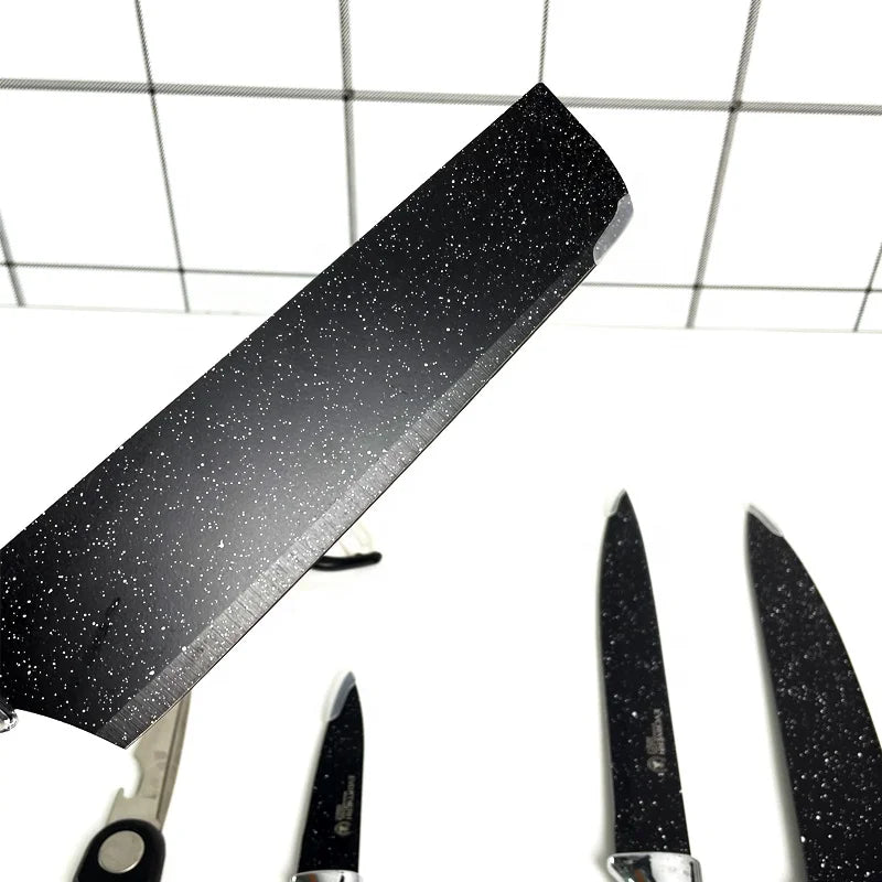 Ensemble de Couteaux en Marbre Noir Antiadhésif