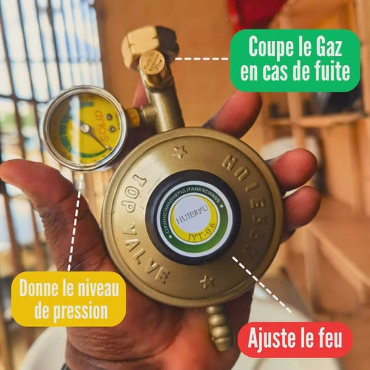 Détendeur de gaz butane avec manomètre+Anti-fuite