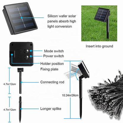 Guirlande solaire multicolors 50M